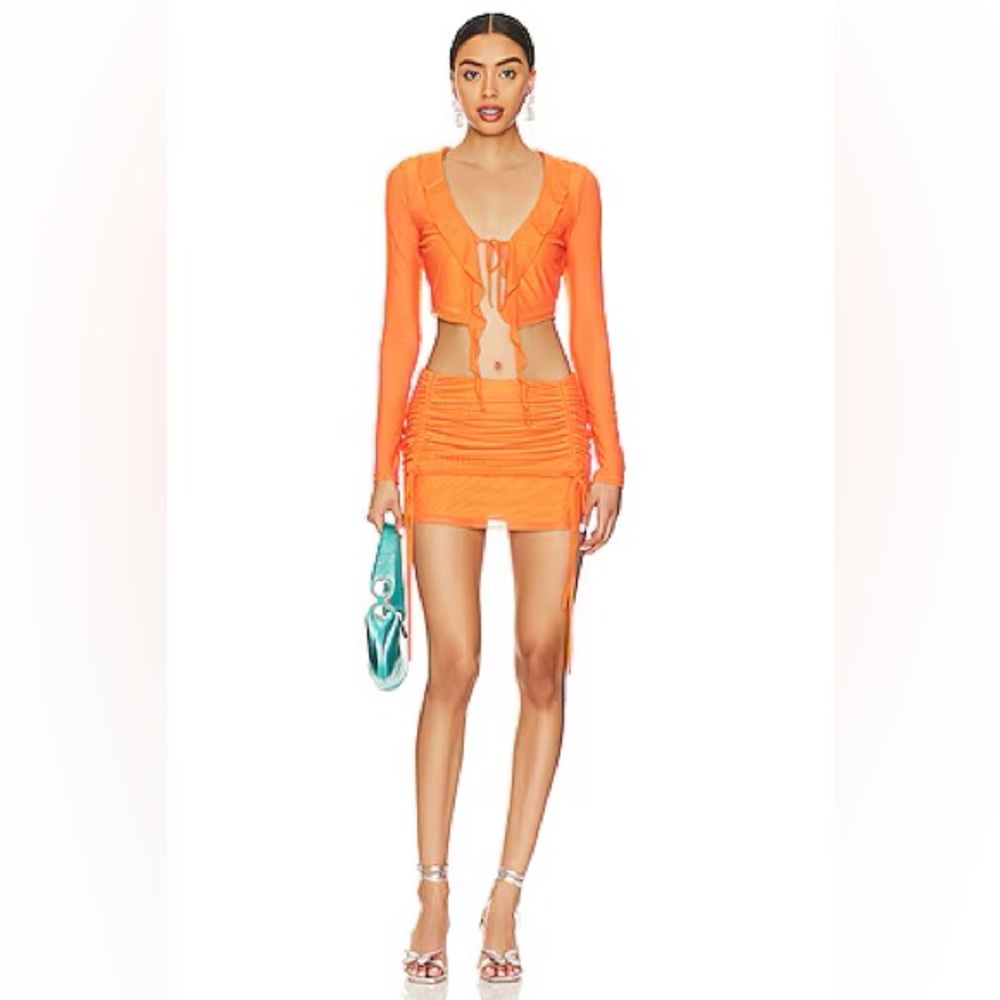 Superdown Indy Ruffle Skirt Set in Orange